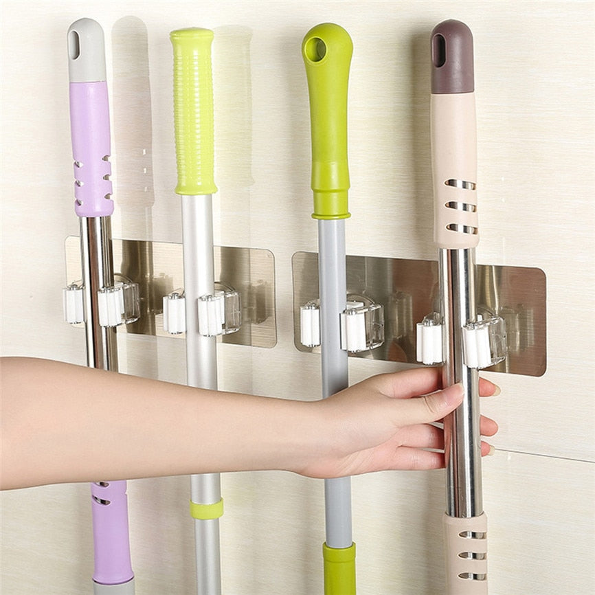 2018 Wall Housekeeper Wall Mounted Mop Organizer Holder PP+PVC Brush Broom Hanger Storage Rack Kitchen Tool Hanging Pipe Hooks