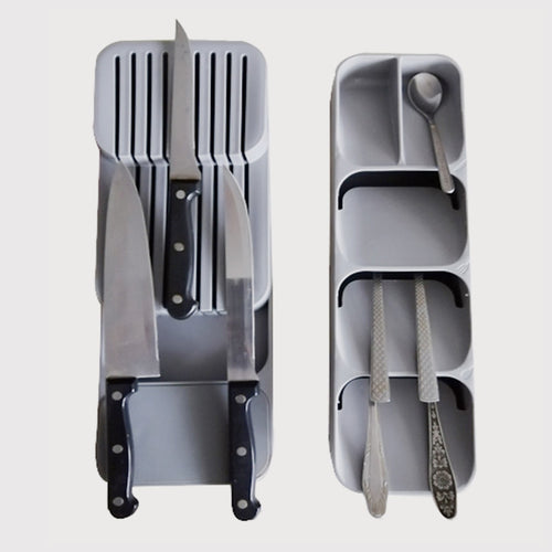 KHGDNOR Plastic Knife Block Holder Drawer Knives Forks Spoons Storage Rack Knife Stand Cabinet Tray Kitchen Cultery Organizer